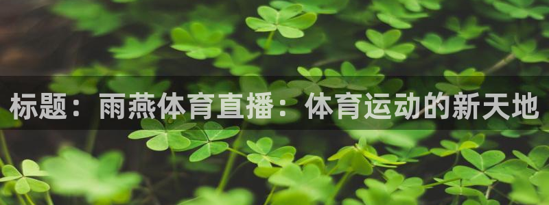 标题：雨燕体育直播：体育运动的新天地